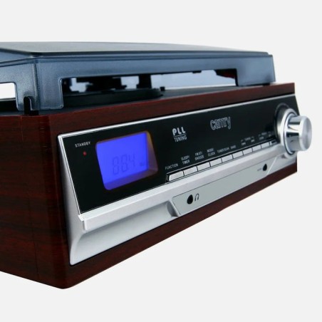 Tocadiscos  camry premium cr1113 de tracción por correa negro, cromo, madera semiautomático
