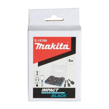 Juego de apriete de tuercas de impacto negro de 6 piezas makita e-15768