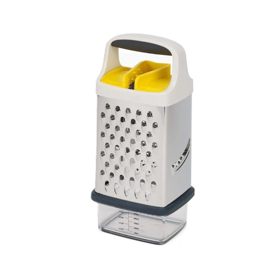 Joseph joseph 20225 cortador de verduras en espiral o rallador manual caja ralladora acero inoxidable, transparente, blanco