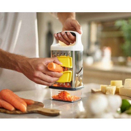 Joseph joseph 20225 cortador de verduras en espiral o rallador manual caja ralladora acero inoxidable, transparente, blanco