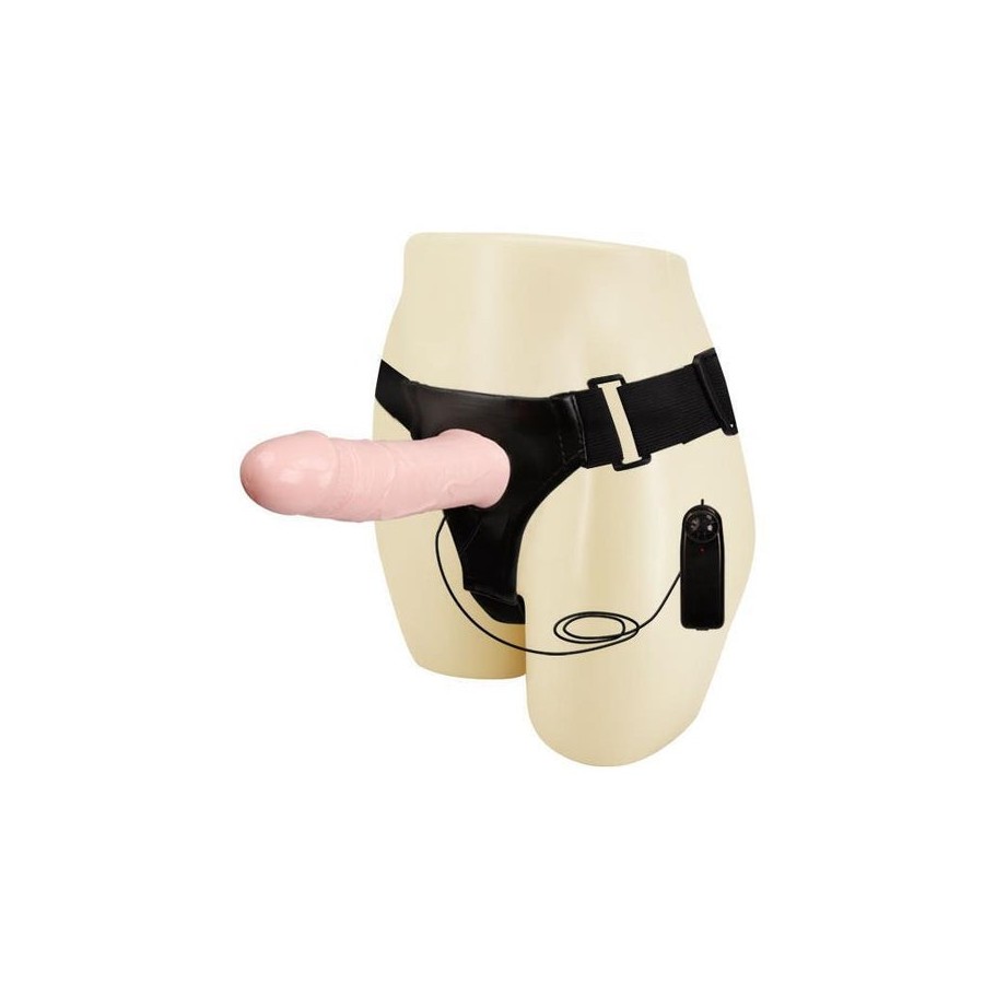 Arnés con dildo hueco mens pants vibrador