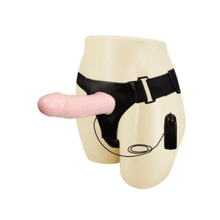 Arnés con dildo hueco mens pants vibrador