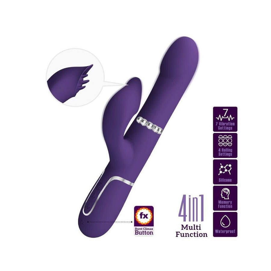 Pretty love - zalin vibrador rabbit perlas 4 en 1 morado