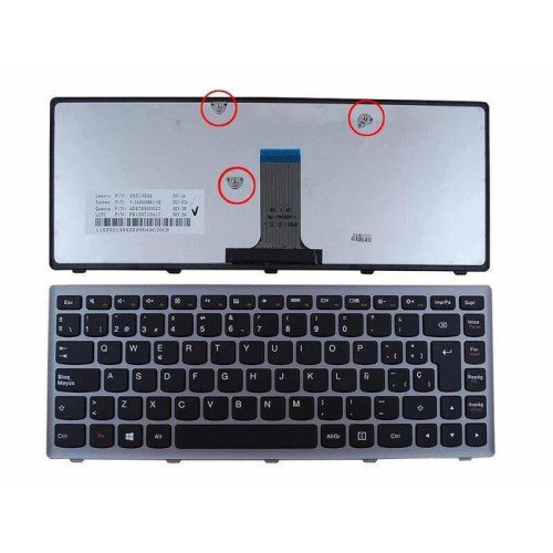 Teclado para portátil lenovo flex 14 g400s negro con marco plata