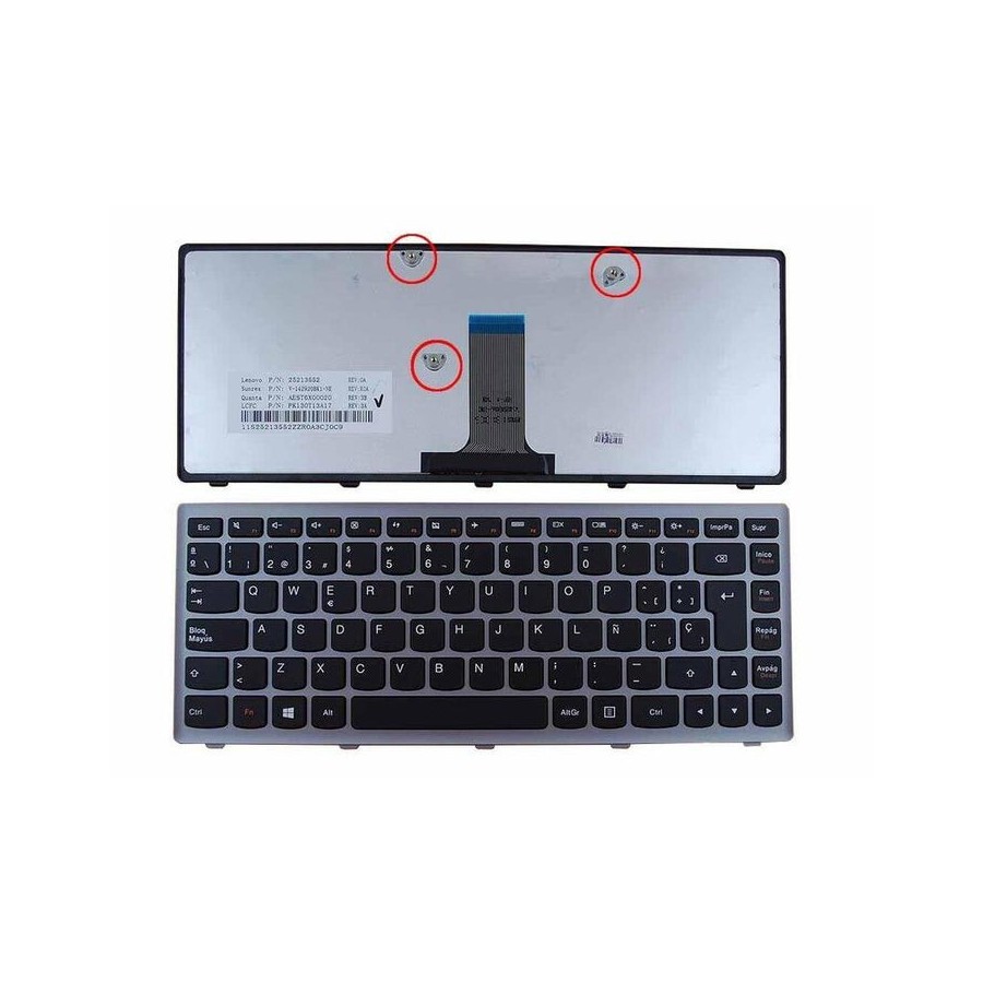Teclado para portátil lenovo flex 14 g400s negro con marco plata