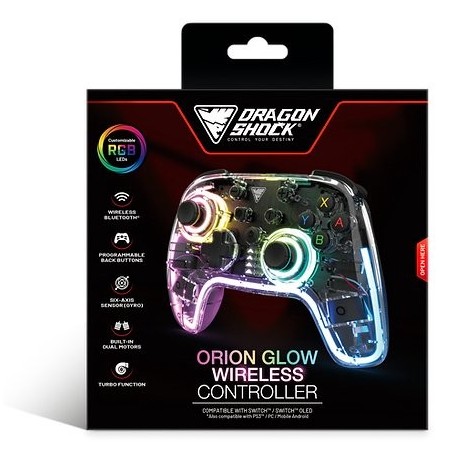 Dragonshock orion glow negro bluetooth gamepad analógico/digital nintendo switch