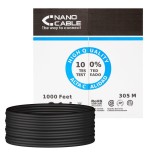 Nanocable bobina de cable de red rigido impermeable para exterior rj45 cat.5e utp awg24 305m - negro