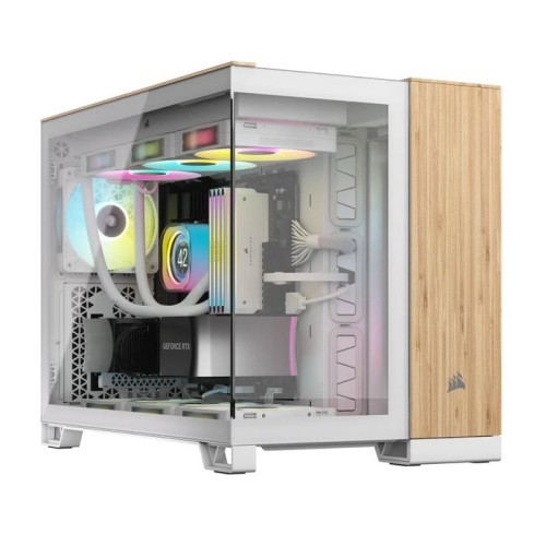 Caja pc corsair cc-9011288-ww  midi tower bamboo, blanco