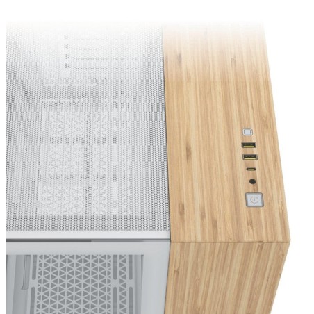 Caja pc corsair cc-9011288-ww  midi tower bamboo, blanco