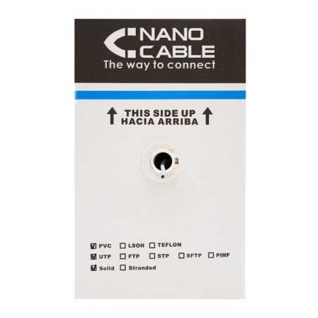 Nanocable bobina de cable de red rigido impermeable para exterior rj45 cat.5e utp awg24 305m - negro