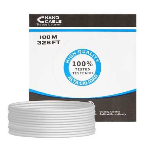Nanocable bobina de cable de red rigido rj45 cat.6 ftp awg24 100m - gris