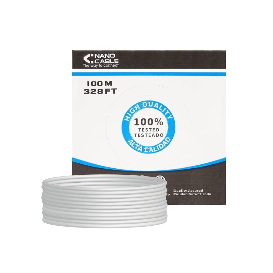 Nanocable bobina de cable de red rigido rj45 cat.6 ftp awg24 100m - gris