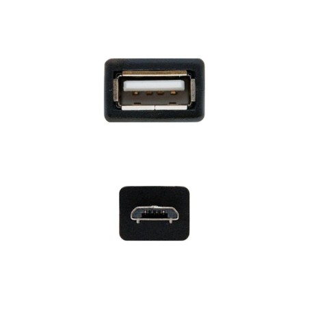 Nanocable cable micro usb 2.0 otg macho a usb-a hembra 15cm