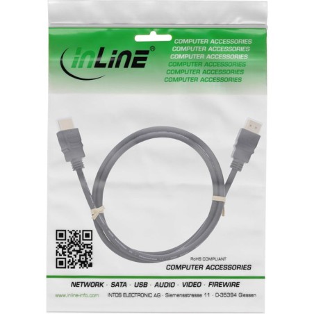 Inline® hdmi cable, hdmi high speed with ethernet, macho / male, negro, 10m