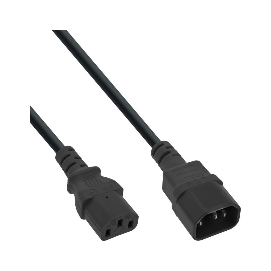 Inline® cold device extension, c13 / c14, negro, 2m