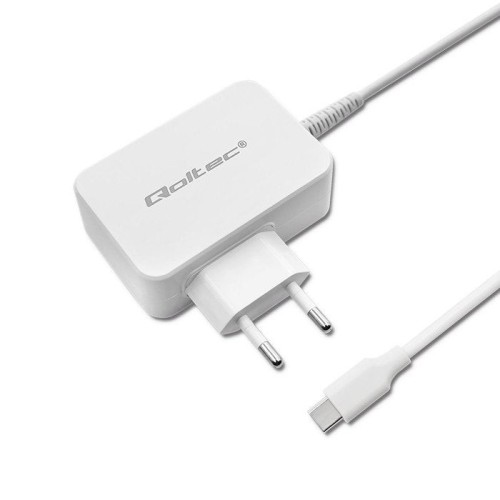 Cargador qoltec 51039 65w 5 20.3v 2 3.25a usb tipo c pd white