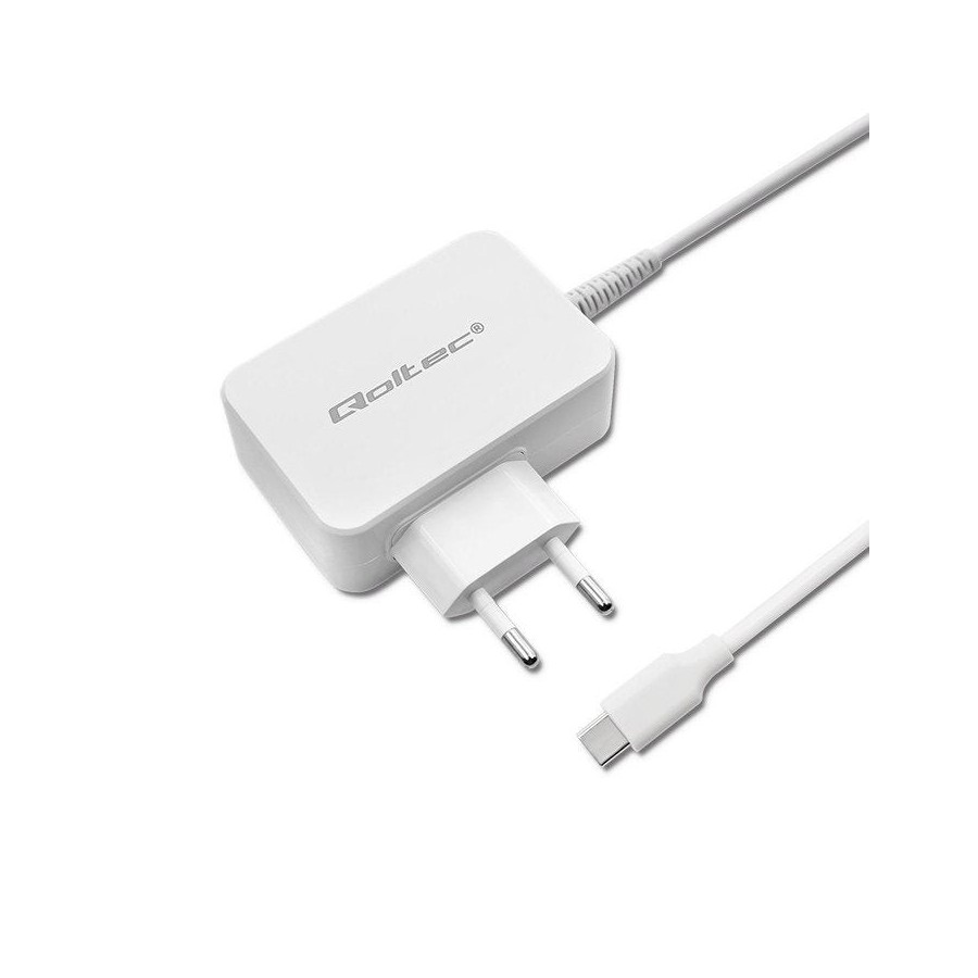 Cargador qoltec 51039 65w 5 20.3v 2 3.25a usb tipo c pd white