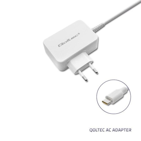 Cargador qoltec 51039 65w 5 20.3v 2 3.25a usb tipo c pd white