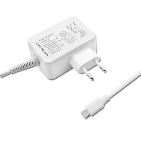 Cargador qoltec 51039 65w 5 20.3v 2 3.25a usb tipo c pd white