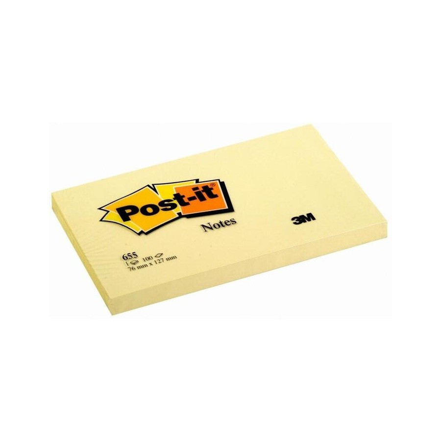 Post-it bloc de 100 notas adhesivas removibles canary yellow 76x127mm - papel con certificacion pefc - 7100090881 -