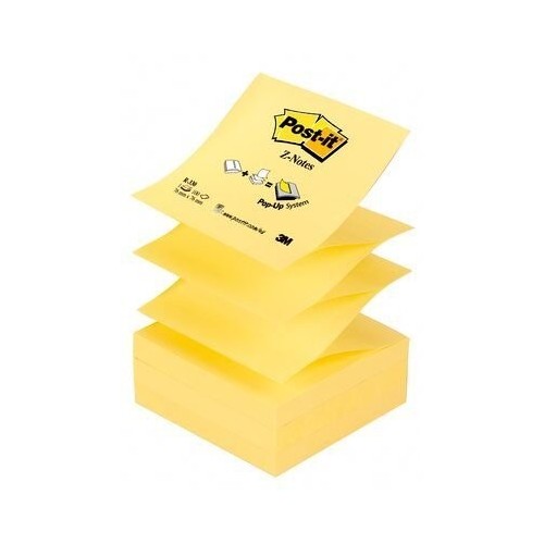 Post-it bloc de 100 z-notas adhesivas removibles zig-zag canary yellow 76x76mm - papel con certificacion pefc -