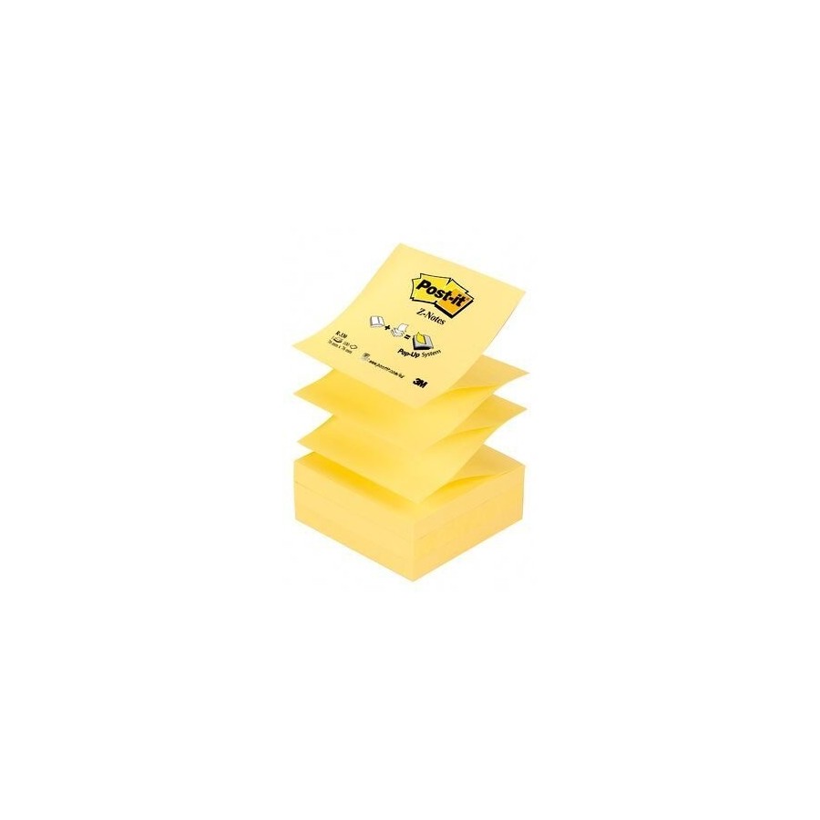 Post-it bloc de 100 z-notas adhesivas removibles zig-zag canary yellow 76x76mm - papel con certificacion pefc -