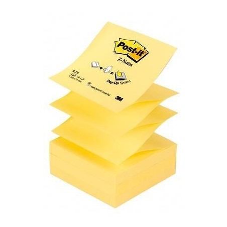 Post-it bloc de 100 z-notas adhesivas removibles zig-zag canary yellow 76x76mm - papel con certificacion pefc -