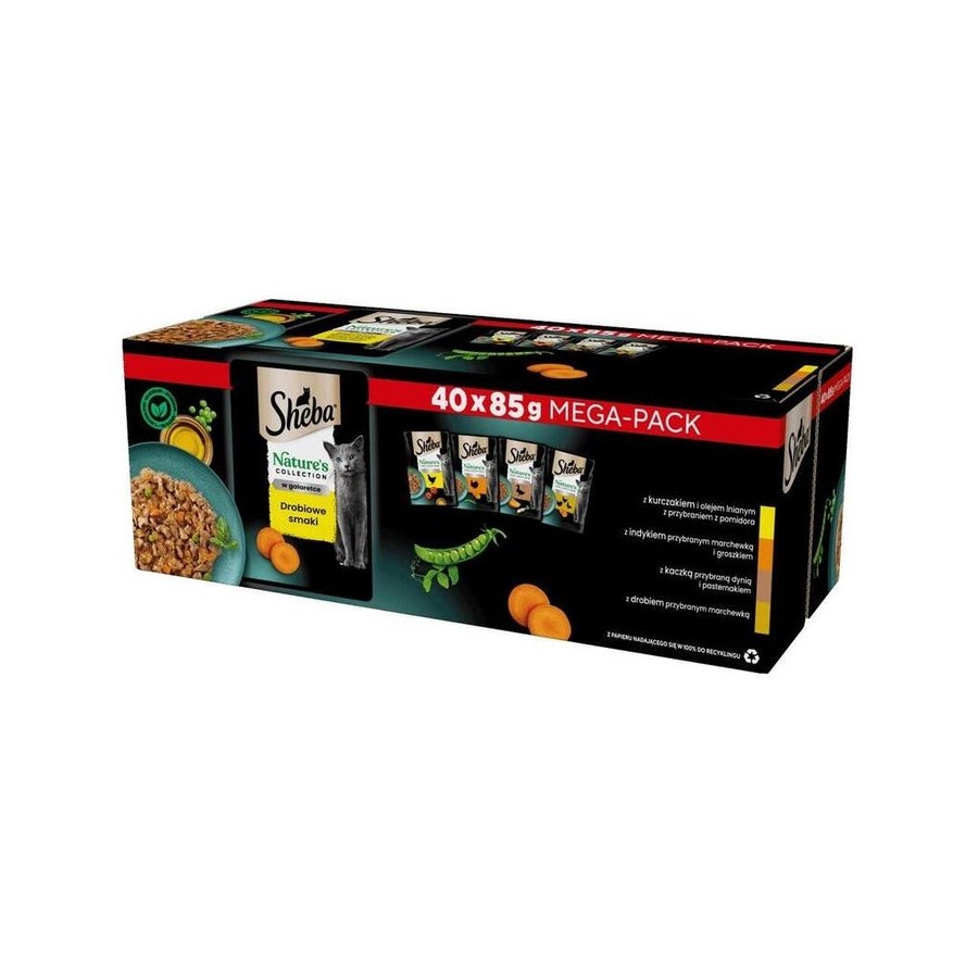 Comida húmeda para gatos  sheba nature's collection poultry flavors in jelly  40 x 85g