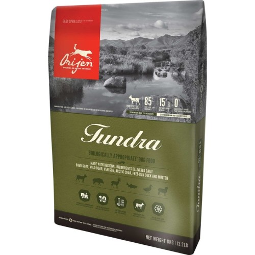 Comida seca para perros orijen tundra 6 kg adulto cabra, jabalí, pato