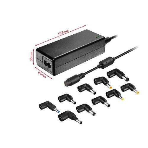 Cargador de portátil leotec 70w automático 10 conectores voltaje 15-20v