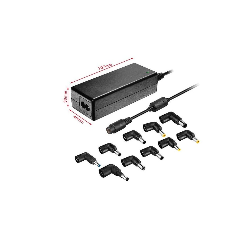 Cargador de portátil leotec 70w automático 10 conectores voltaje 15-20v