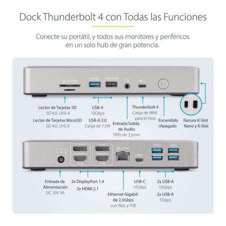 Startech.com thunderbolt 4 multi-display docking station, quad/triple/dual monitor dock, 2x hdmi/2x displayport, 7x usb