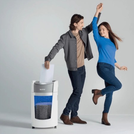 Leitz iq optimax office destructora de papel din p5 - destruye hasta 10 hojas - papelera de 35l con tecnologia de giro