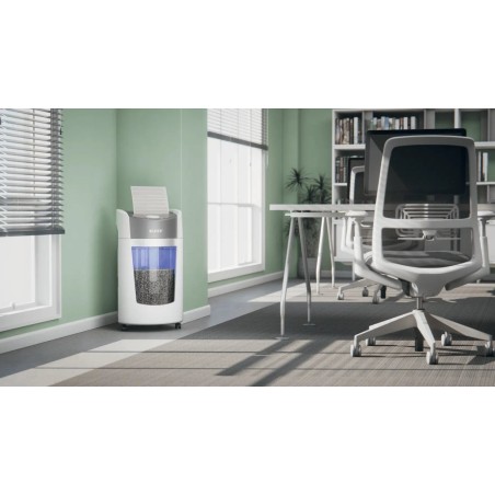 Leitz iq optimax office destructora de papel din p5 - destruye hasta 10 hojas - papelera de 35l con tecnologia de giro