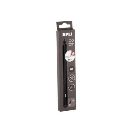 Apli infinite pencil pack de lapiz infinito hb + mina de recambio + tapon protector - para escribir hasta 16km - color