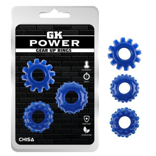 Kit 3 anillos pene gear up azul