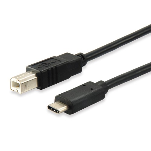 Equip cable usb tipo-c a usb tipo-b (impresora) m/m 1m negro  12888207 (carga 3a) velocidad 480mb/s
