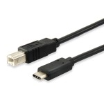 Equip cable usb tipo-c a usb tipo-b (impresora) m/m 1m negro  12888207 (carga 3a) velocidad 480mb/s