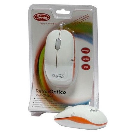 3free raton optico usb mcm101/wo blanco naranja