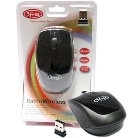 Raton 3free optico inalambrico usb negro 3f-mcw401