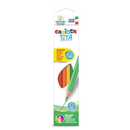 Carioca tita pack de 6 lapices de colores - cuerpo hexagonal - mina resistente - colores surtidos