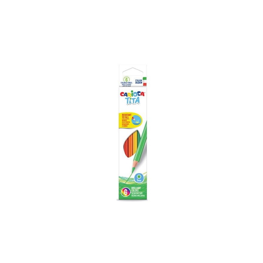 Carioca tita pack de 6 lapices de colores - cuerpo hexagonal - mina resistente - colores surtidos