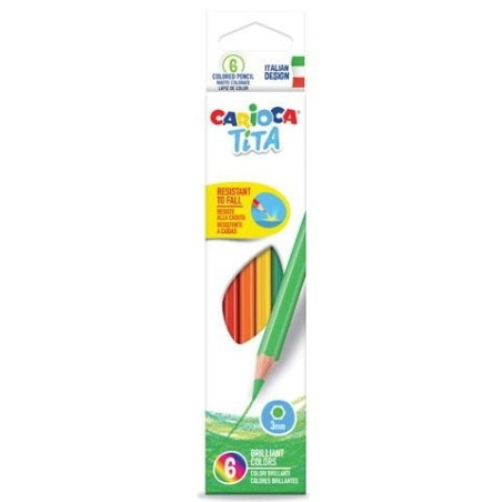 Carioca tita pack de 6 lapices de colores - cuerpo hexagonal - mina resistente - colores surtidos