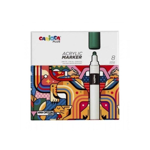 Carioca plus pack de 8 marcadores acrilicos - punta 2mm  - colores surtidos