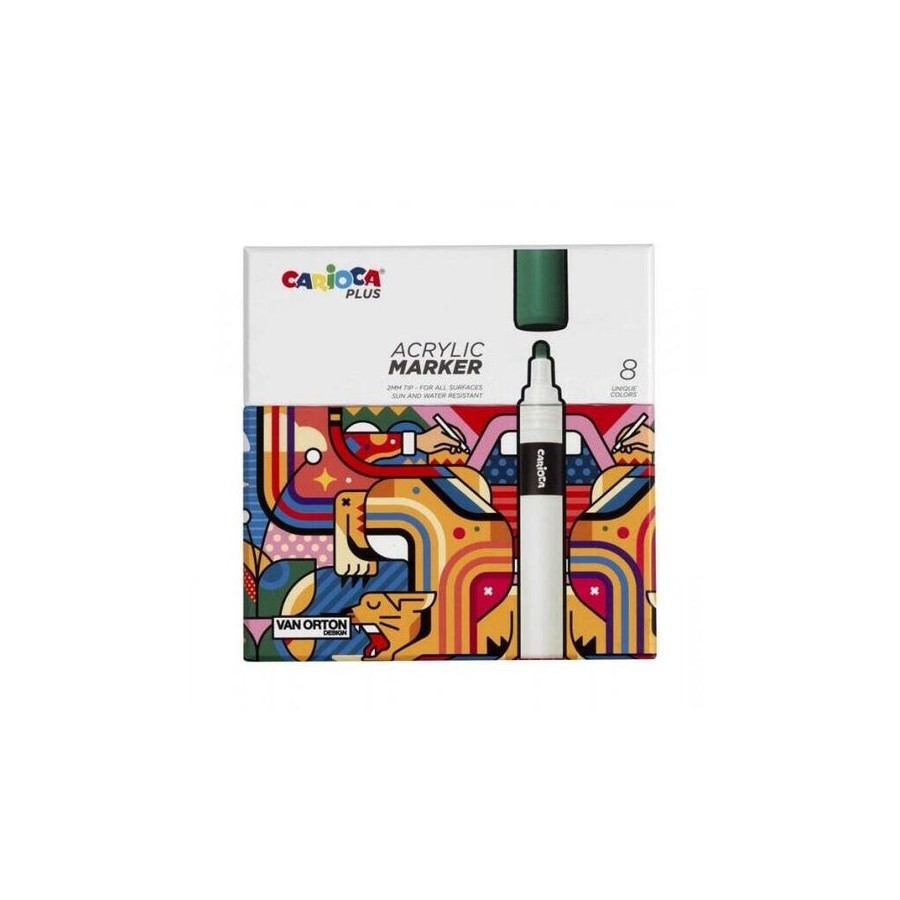 Carioca plus pack de 8 marcadores acrilicos - punta 2mm  - colores surtidos