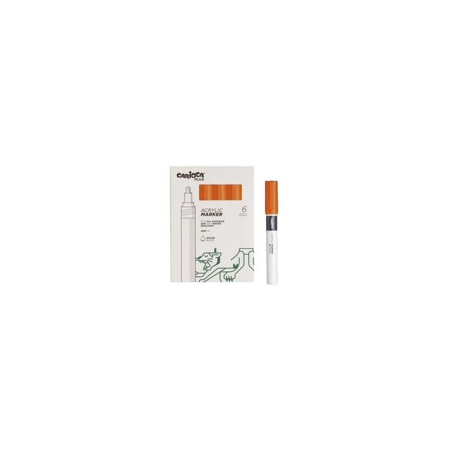 Carioca plus pack de 6 marcadores acrilicos - punta 2mm - naranja