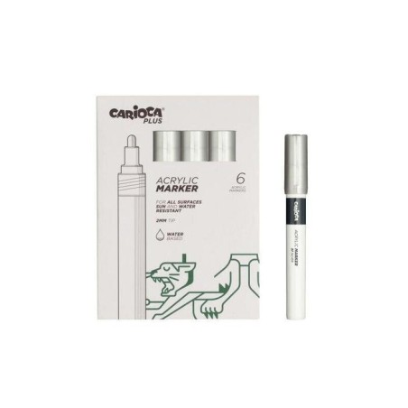Carioca plus pack de 6 marcadores acrilicos - punta 2mm - plata