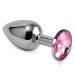 Plug anal plateado rosebud classic con joya rosa talla s