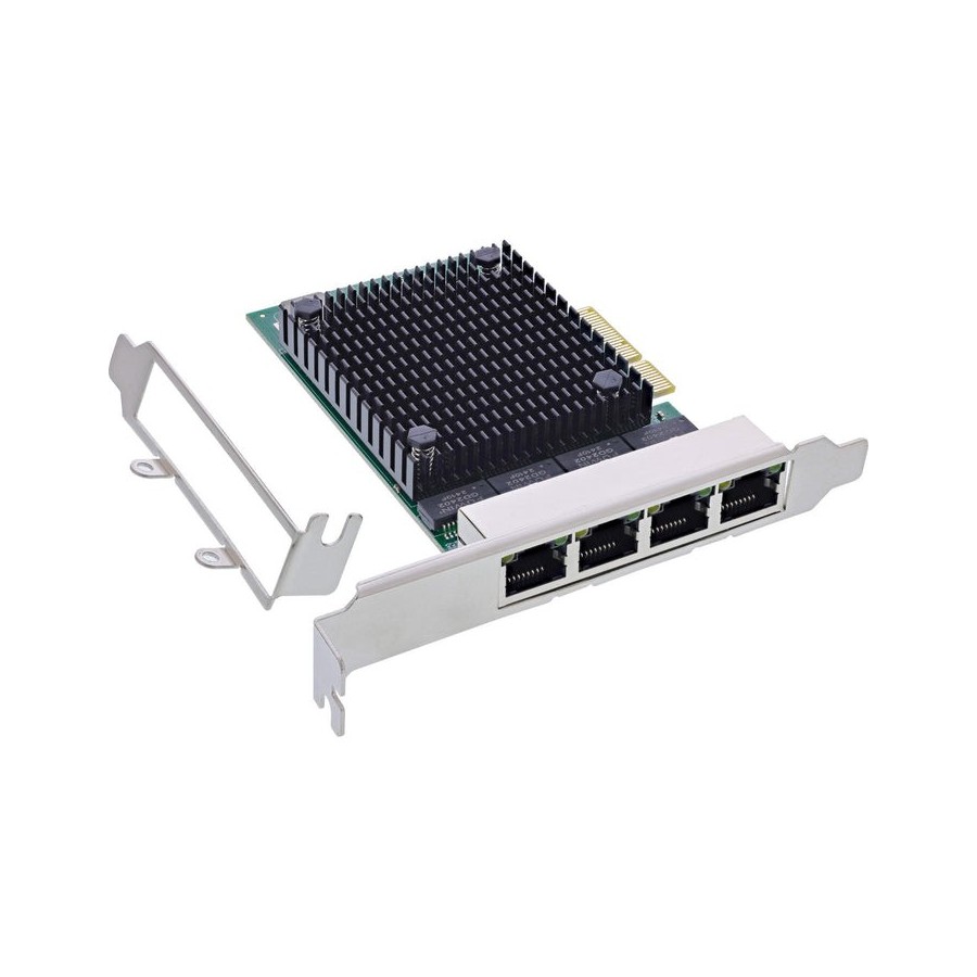 Inline® quad gigabit network card, 4x rj45 2.5gb/s, pcie x4, incl. lp bracket