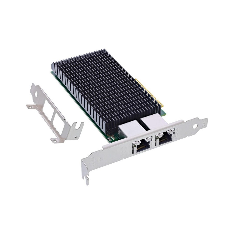Inline® dual 10-gigabit network card, 2x rj45 10gb/s, pcie x8, incl. lp bracket